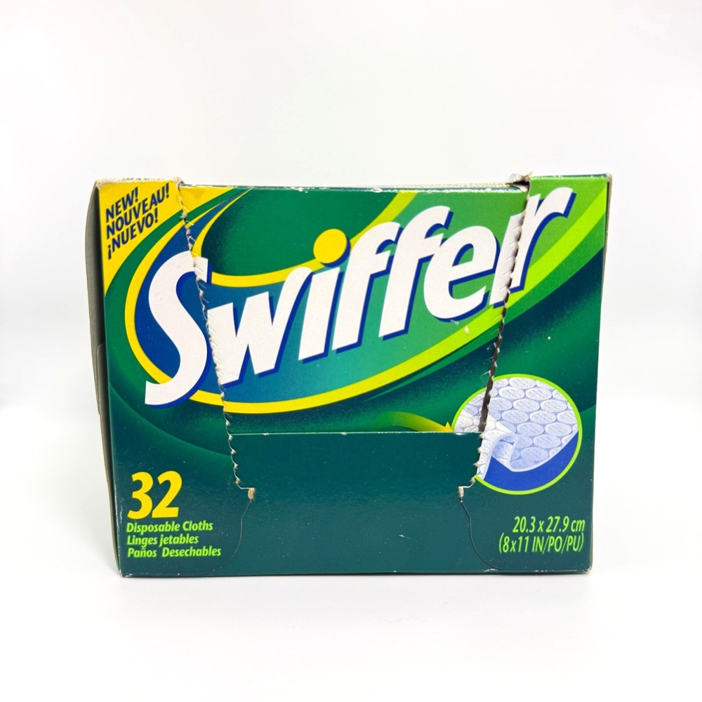 Vtg 1999 Swiffer 32 Disposable Dry Cloths Box Pat. Pending P&G Clean‎ Mop Duster